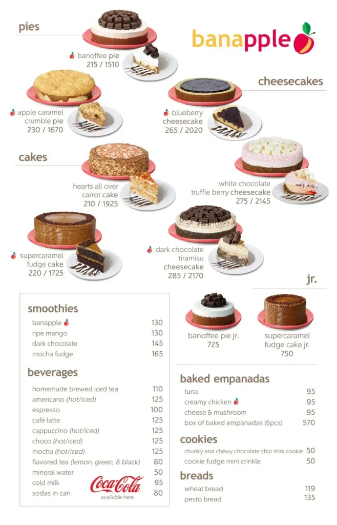 Banapple Cheesecakes Menu Prices