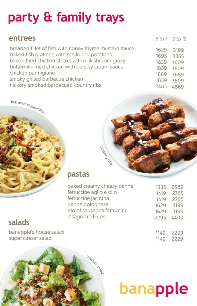 Banapple Pasta Menu Prices