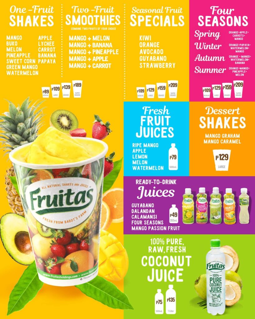 Fruitas Two Fruit Smoothies Menu & Prices