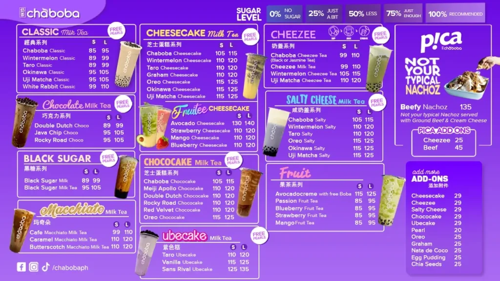 Chaboba all Menu and prices