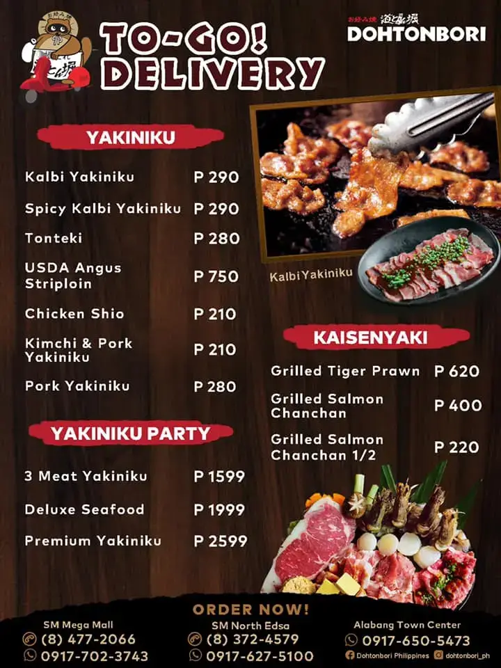 Dohtonbori Menu price