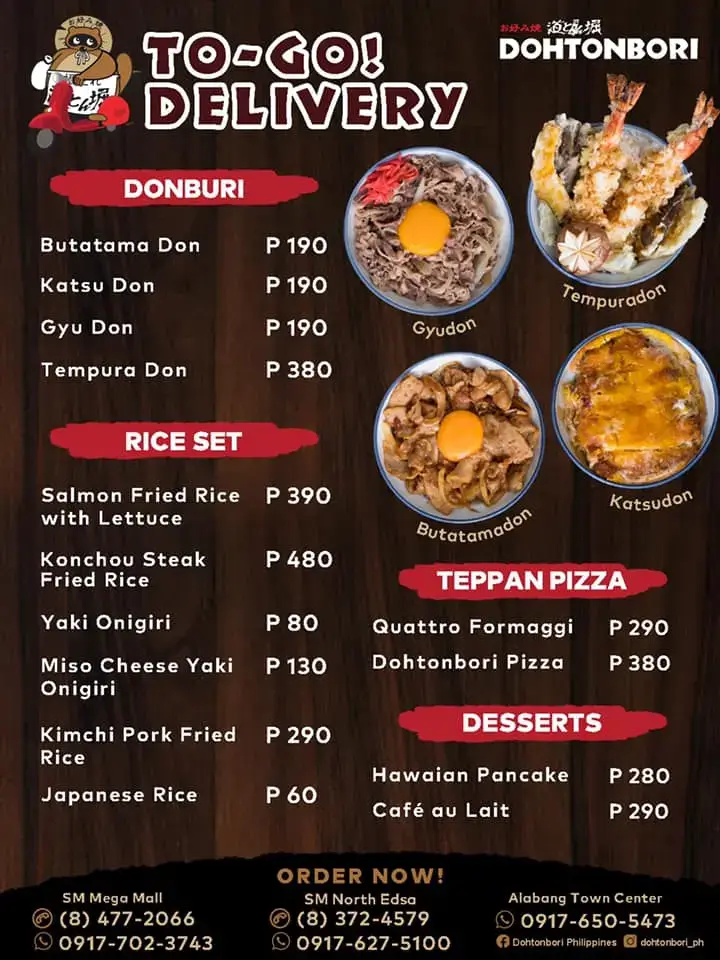 Dohtonbori Menu Philippines