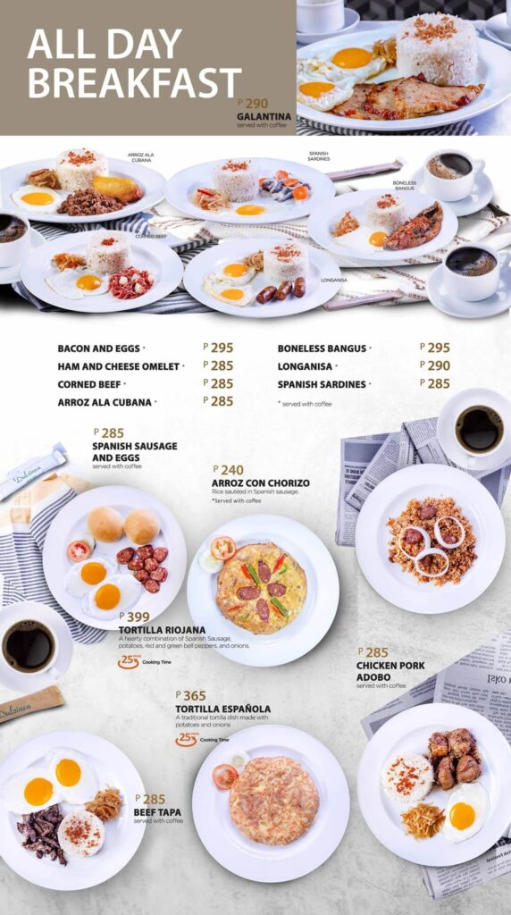 Dulcinea Menu prices in Philippines