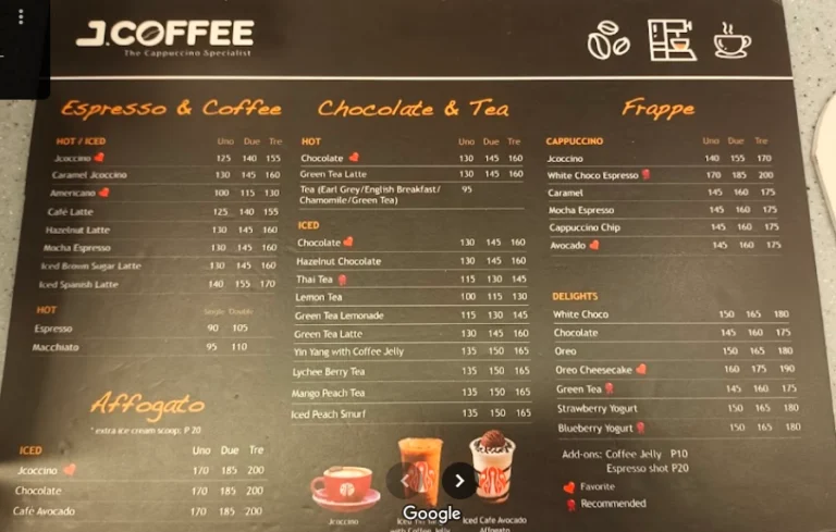 JCO Menu Philippines