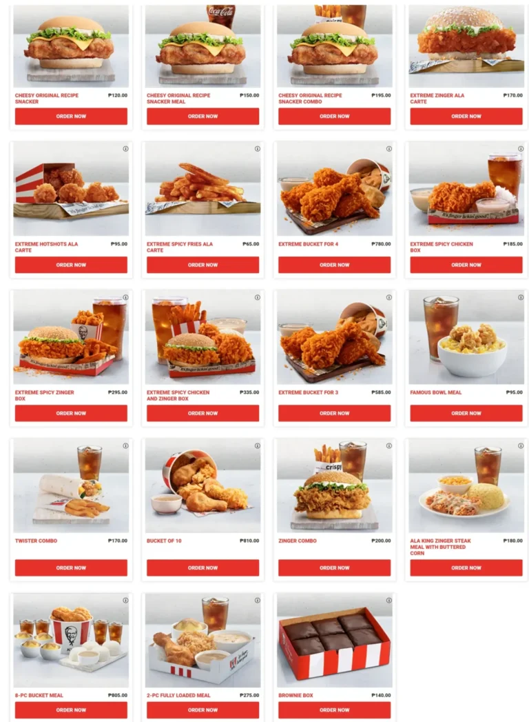 KFC Menu