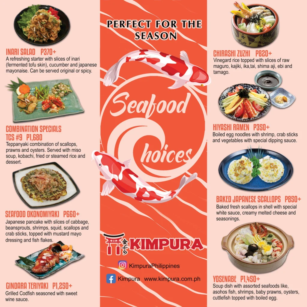 Kimpura seafood Menu Prices