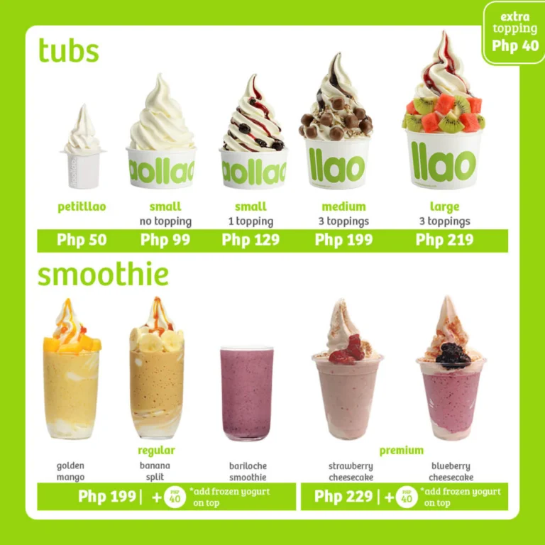 Llaollao menu