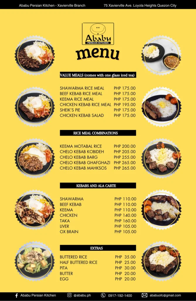 Ababu Menu Philippines