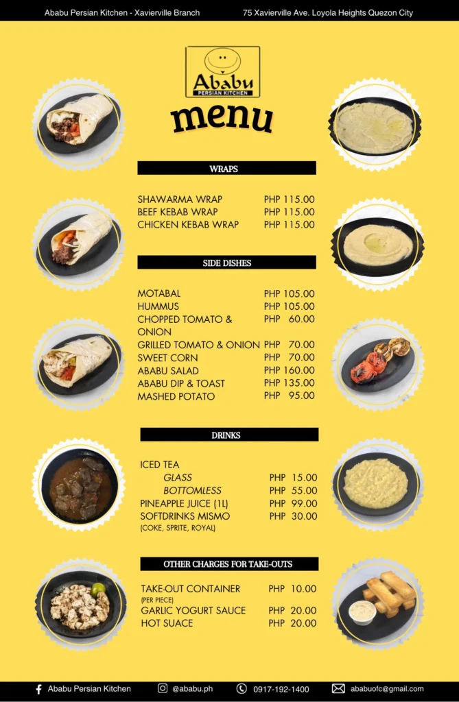 Ababu Menu prices