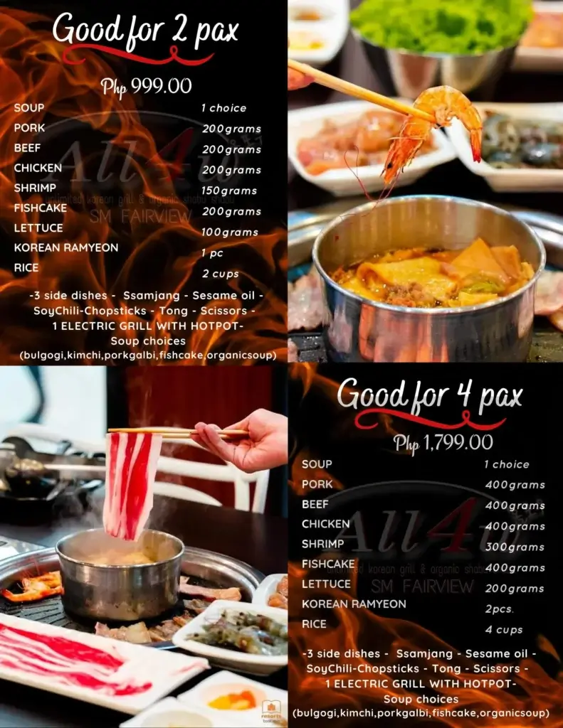 All4u Menu prices Philippines