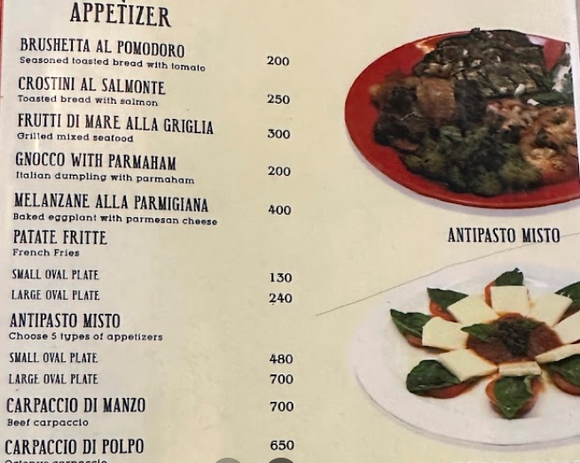 Bellini’s Menu