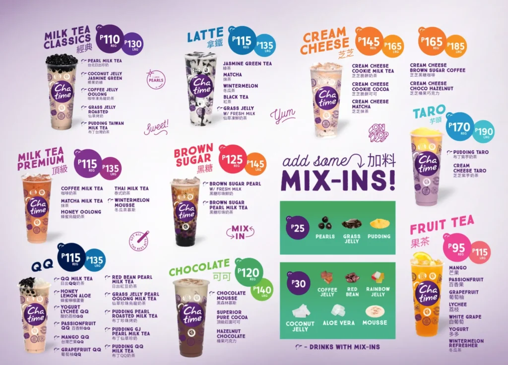 Chatime Menu prices