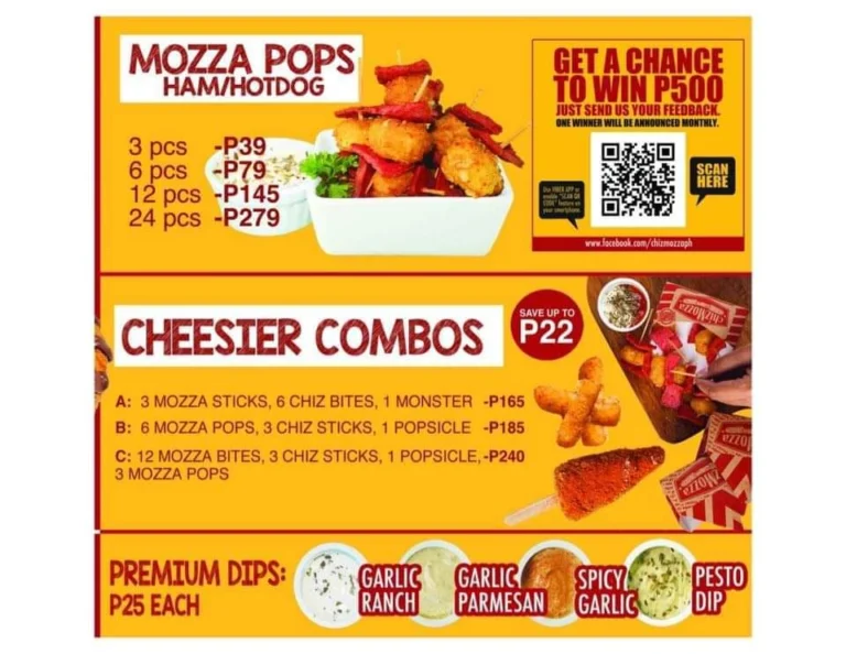 Chizmozza Menu