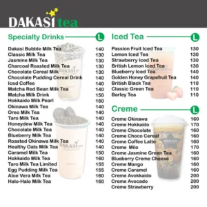 Dakasi Menu