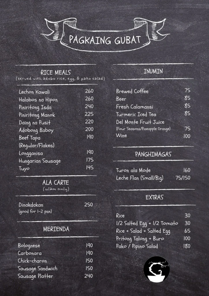 Gubat Menu Philippines