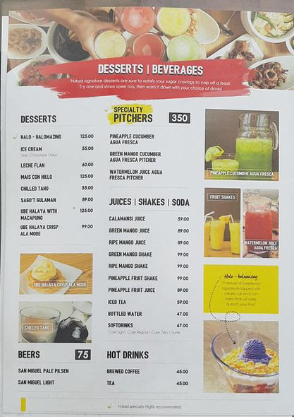 Hukad Menu with Prices