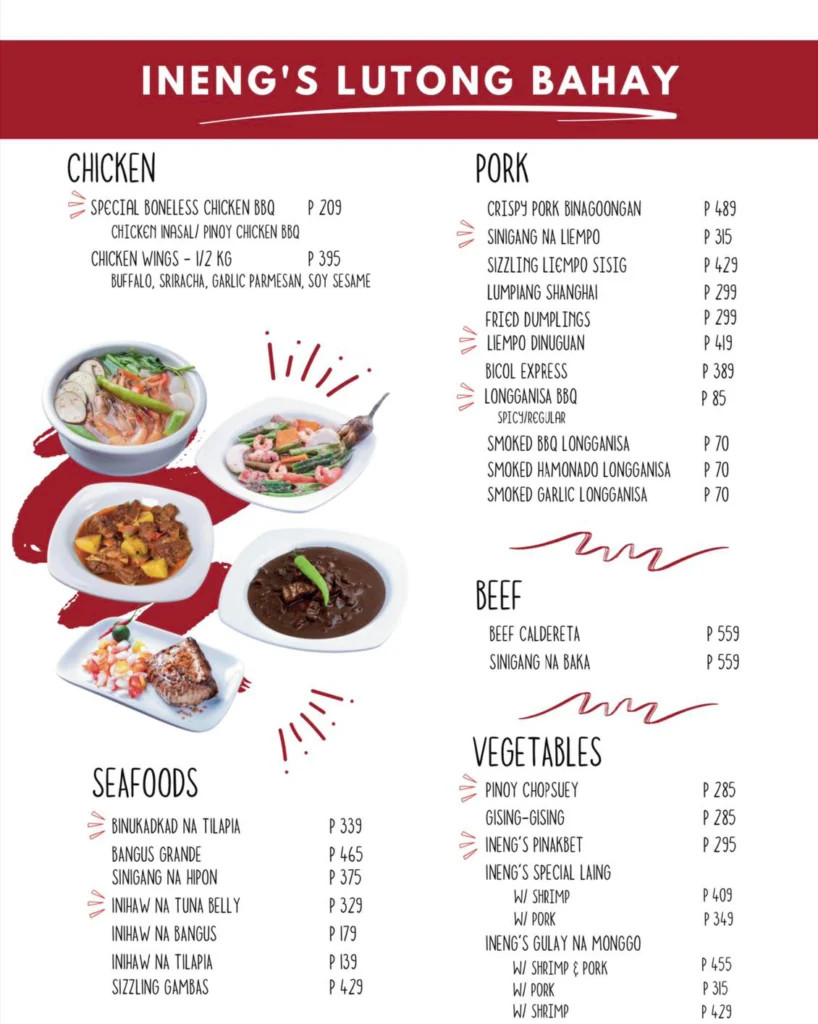 Ineng’s Menu Philippines