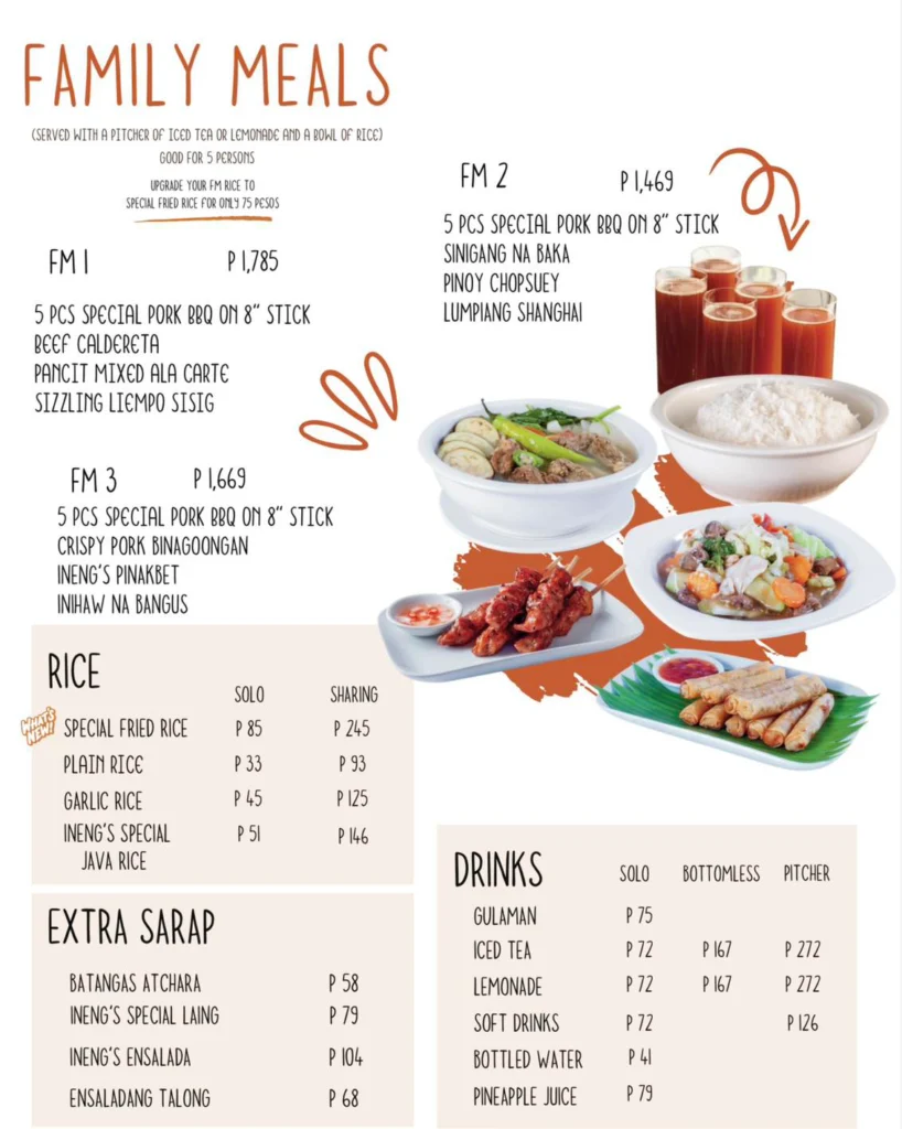 Ineng’s Menu prices