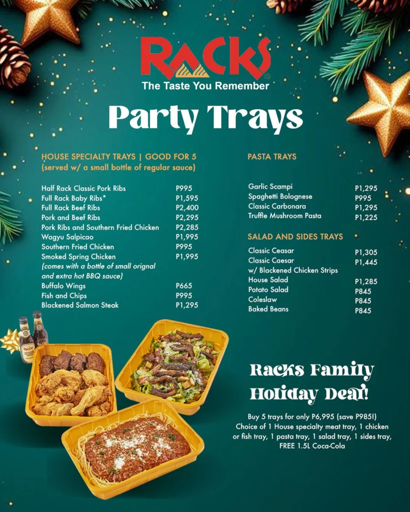 Racks Party Trays Menu