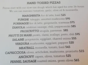 Tavolata Menu