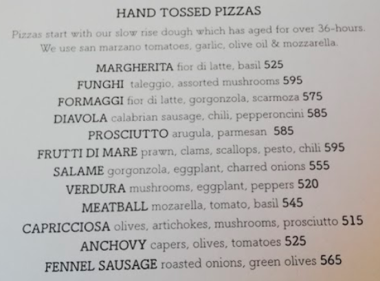 Tavolata Menu