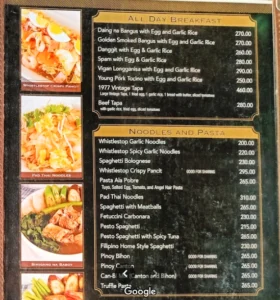 Whistlestop Menu