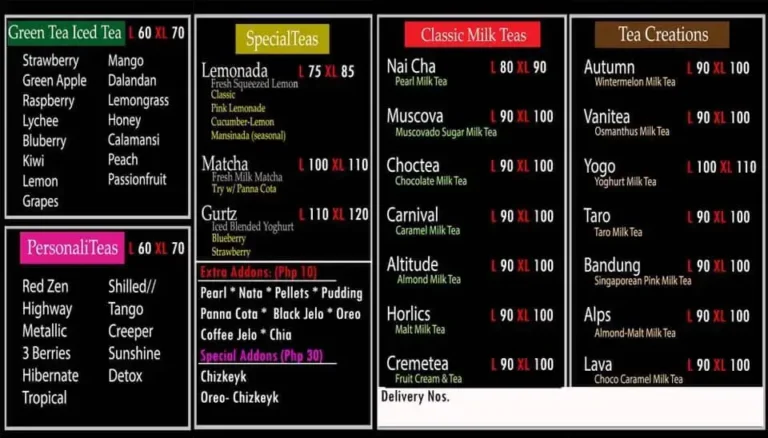 Zentea Menu